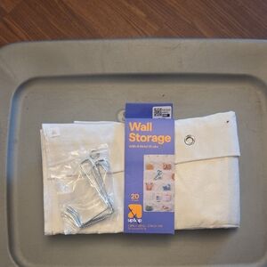 New White Wall Or Over The Door Storage with Metal Hooks